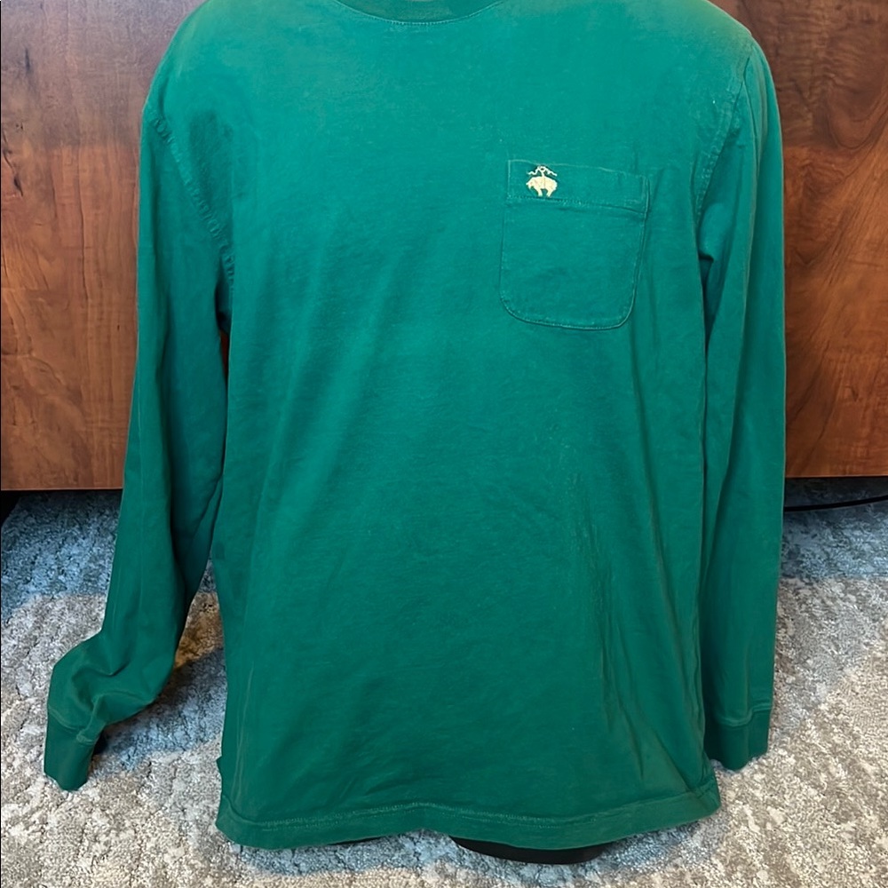 Brooks Brothers Green Long Sleeve Tee with Embroidered Detail